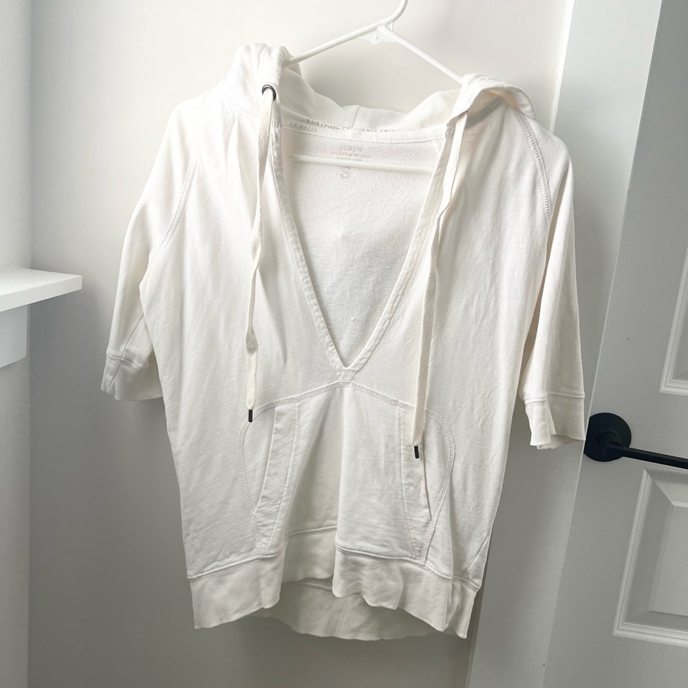J. Crew White Hooded Top